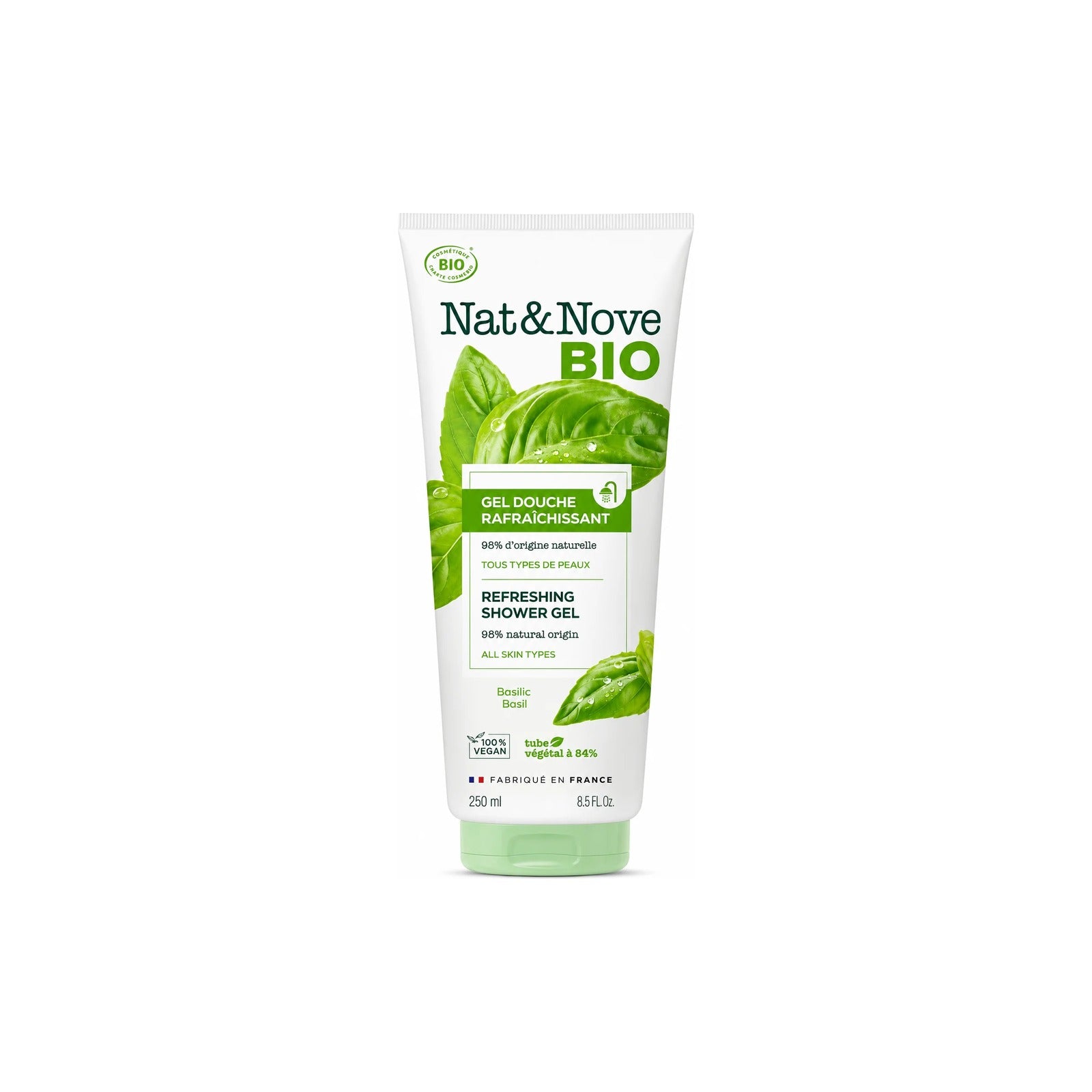 Gel Douche Bio Rafraîchissant Nat & Nove Basilic 250 ml