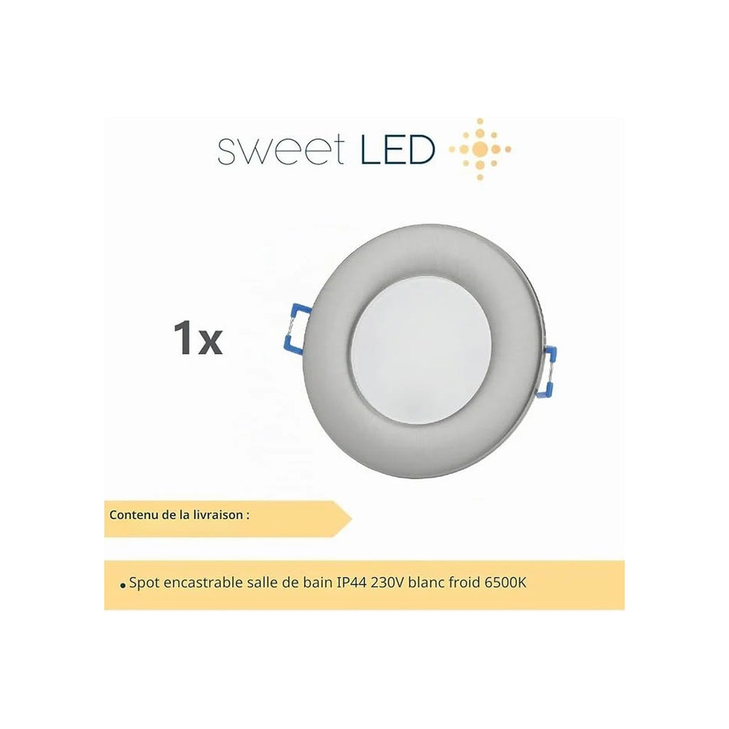 Spot LED encastrable IP44 6,5 W blanc froid – Éclairage salle de bain