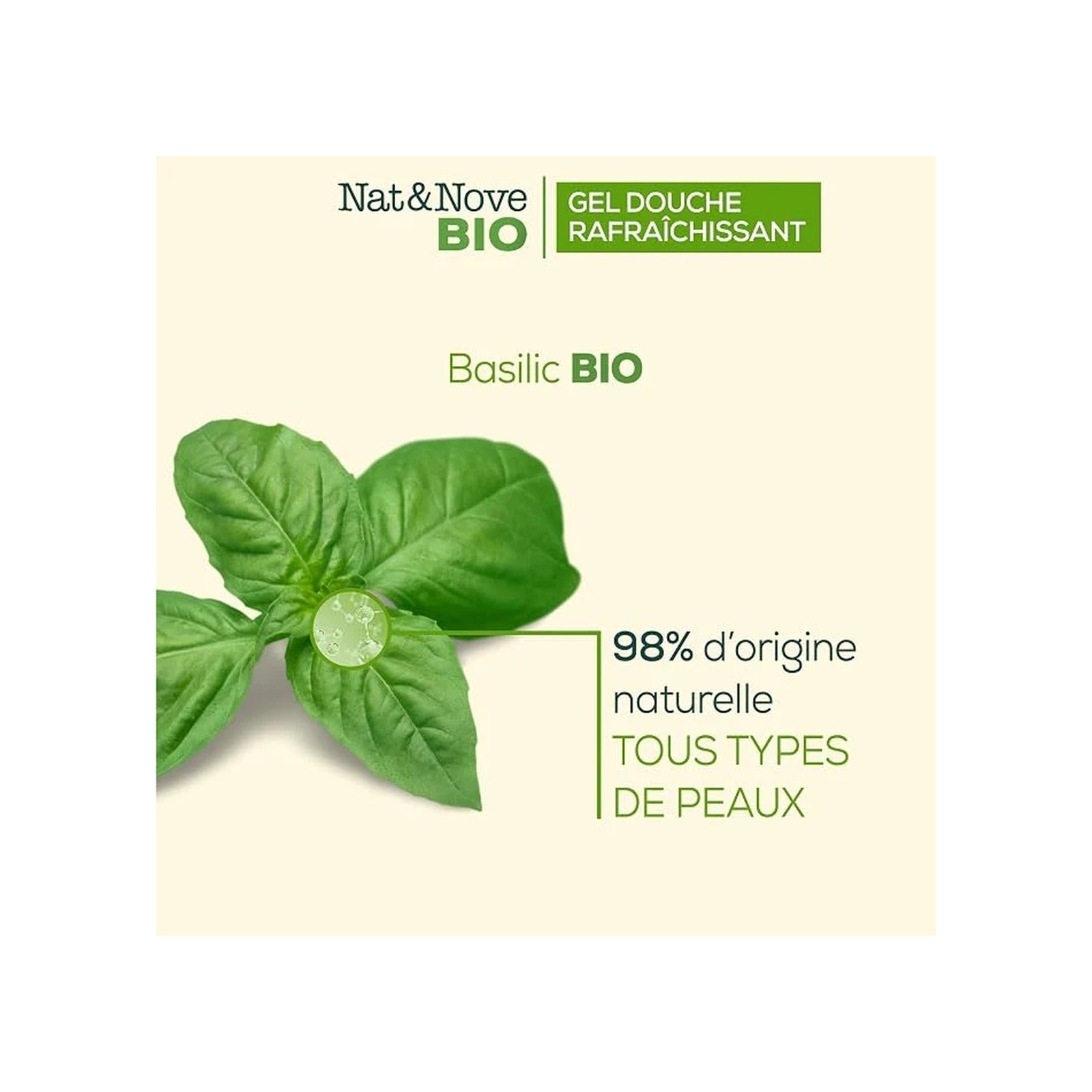 Gel Douche Bio Rafraîchissant Nat & Nove Basilic 250 ml