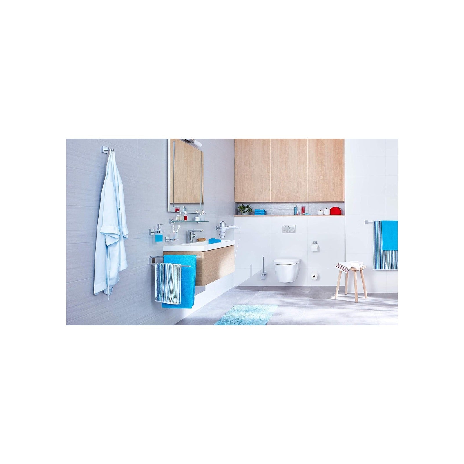 Porte-serviettes adhésif Tesa Ekkro 65 cm – Fixation sans perçage, finition chromée