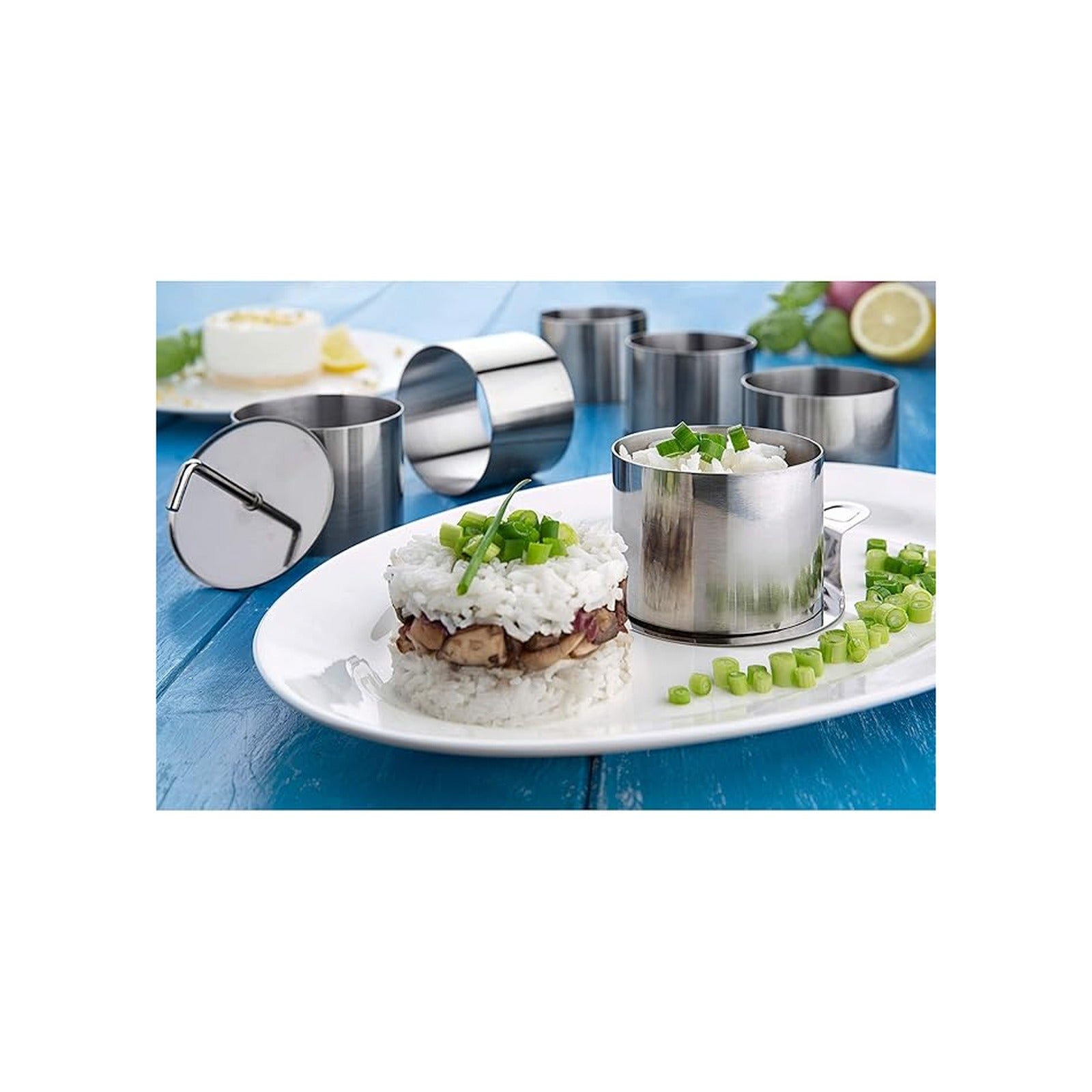 Set de 8 anneaux de dressage inox Ø 7,5 cm CHG – Présentation façon chef